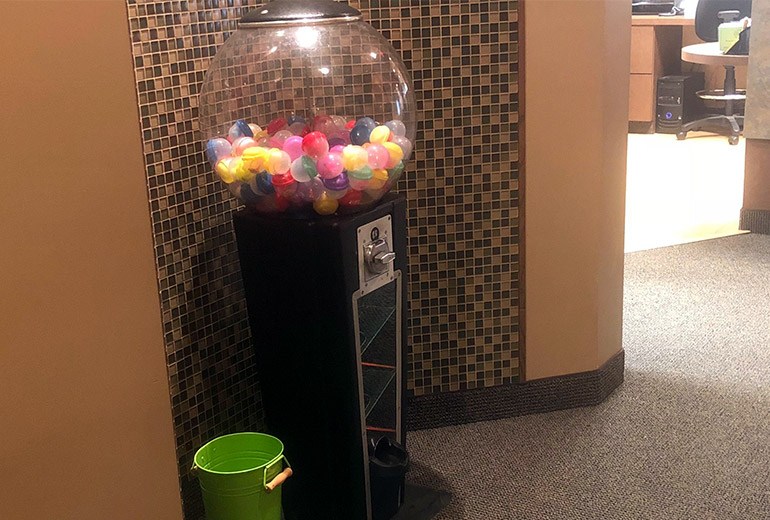 Gum ball machine with small toys at Powell Dental Sleep Solutions