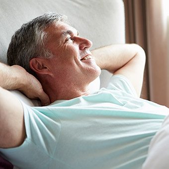 Man waking feeling rested