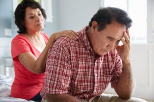 tired man with wife